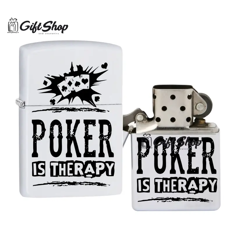 Poker is therapy, bricheta metalica gravata laser cu mesajv